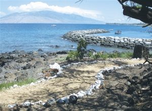 Reminiscent of ancient times, white coral lines the trail near the Kihei Boat Ramp. Reminiscent of ancient times, white coral lines the trail near the Kihei Boat Ramp.
